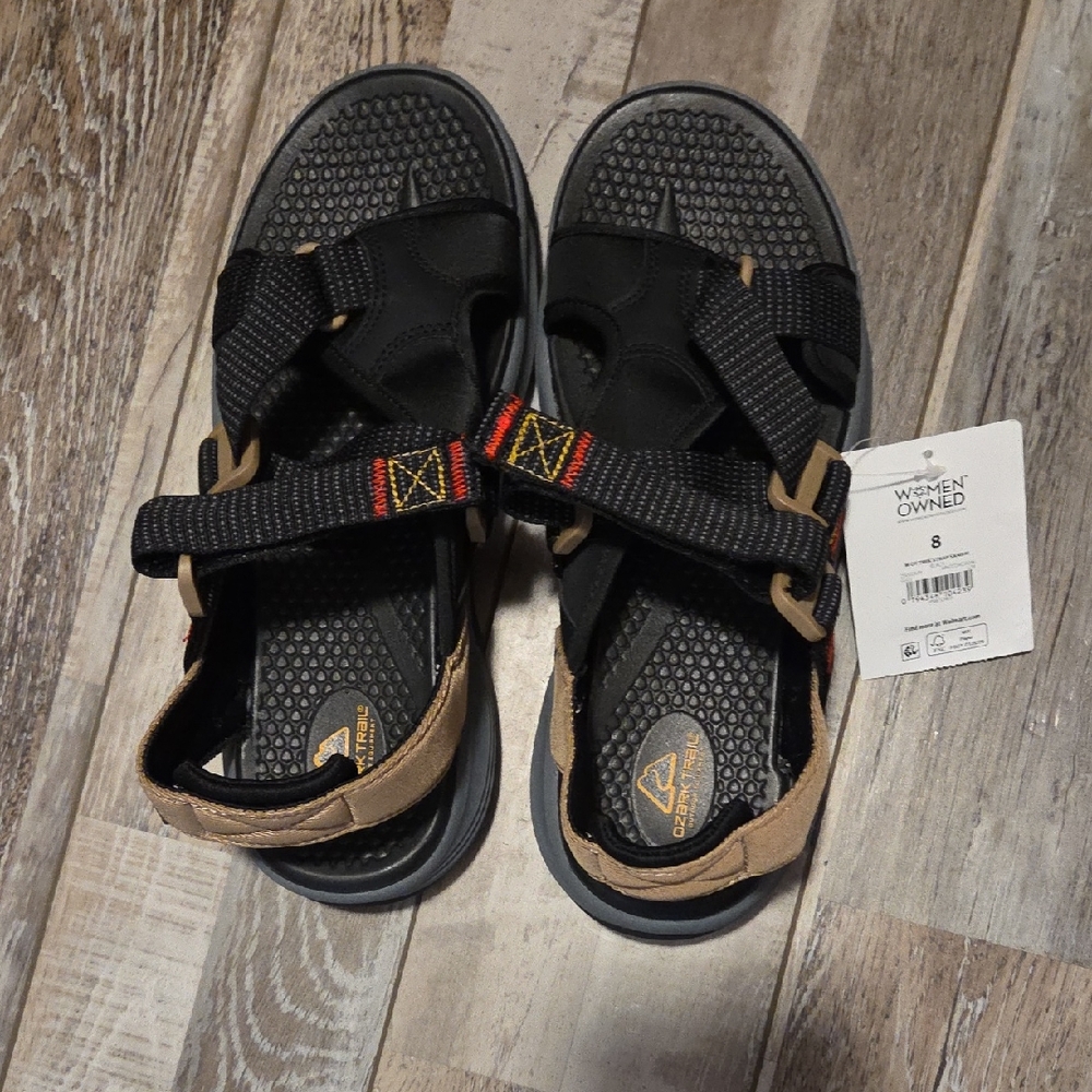 Ozark Trail Black and Tan Women's Sandals